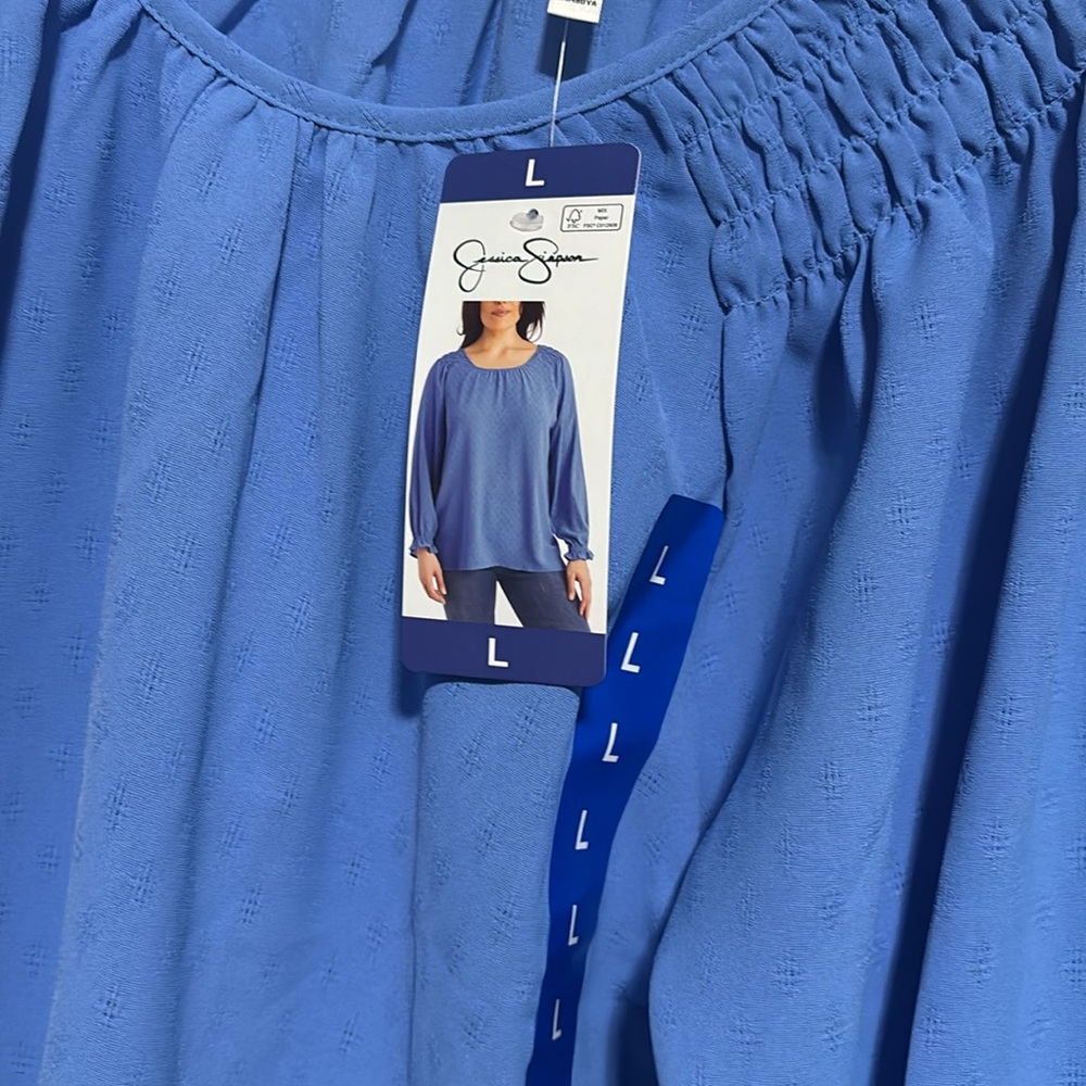 JESSICA SIMPSON Blue Long Sleeve Peasant Blouse Womens SizeS /L NWT